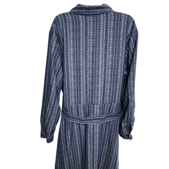 Ashley Stewart Asymetric  Modest Longsleeve Button Up Dress Plus Size 18 u Blue - Picture 6 of 10